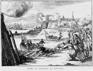 James II (1633-1701) Landning i Kinsale, 12 mars 1689